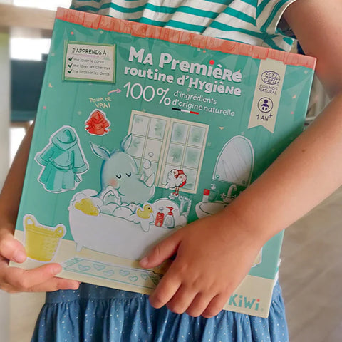Coffret LiliKiwi Ma Première Routine 100% naturel et vegan, contenant des produits de soins pour une routine douce et écologique.