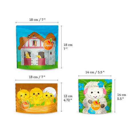 Lot de 3 sacs à goûter Squiz - Collection Ma Petite Ferme - Blossom Care