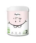 Lait 2e âge bio Popote pour bébé dès 6 mois, boîte de 800g, avec formule adaptée pour nourrissons.