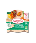 Chili végétal doux Babybio avec carotte, maïs, haricots rouges et paprika dans un bol, présenté dans un emballage de 230g.