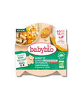 Quinotto végétarien Babybio avec quinoa, potimarron vert, champignons et fromage de chèvre, présenté en pot de 230g.