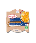 Repas du soir Babybio avec panais du Centre-Val de Loire et potimarron vert, 260g, pour bébé, image de plat prêt à servir.