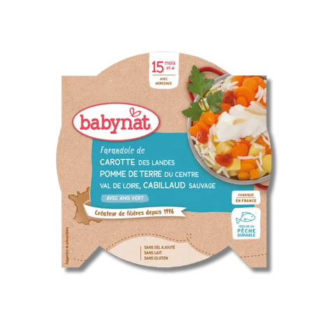 Carotte de nos régions Pomme de terre Cabillaud Sauvage 15 mois 260g Babynat - Blossom Care