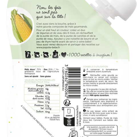 Le Maïs Bio 4/6 mois Bio 120g Popote - Blossom Care