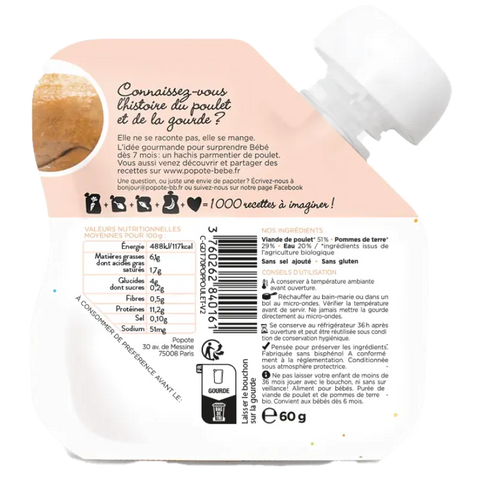 Le Poulet Bio 4/6 mois 60g Popote - Blossom Care