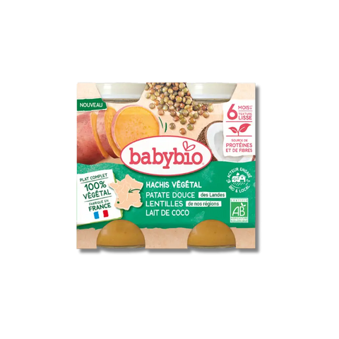 Hachis végétal Patate douce Lentilles Lait de coco 6 mois 2x200g Babybio - Blossom Care