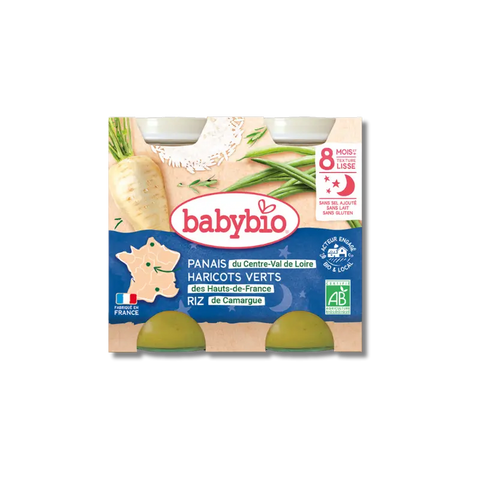 Bonne Nuit Panais du Centre-Val de Loire Haricots verts de nos régions Riz de Camargue 8 mois 2x200 g Babybio - Blossom Care
