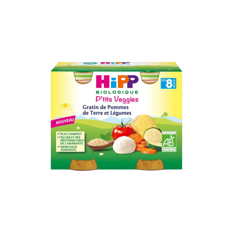P'tits Veggies Gratin de Pommes de terre et Légumes pots 6 mois 2x190g HiPP - Blossom Care