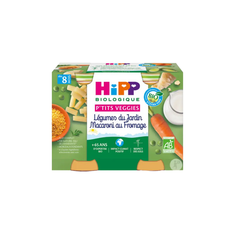 P'tits Veggies Légumes du Jardin Macaroni au Fromage 8 mois 2x190g HiPP - Blossom Care