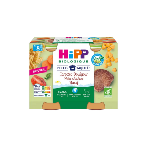 Carottes Boulgour Pois chiches Bœuf Petits Mijotés 8 mois 2x190g HiPP - Blossom Care