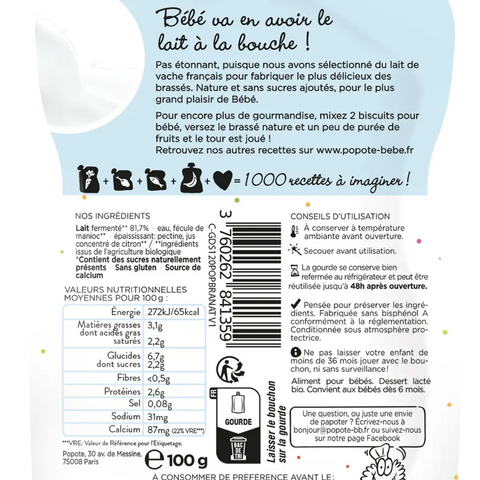 Le Brassé Nature Bio 6 mois 100g Popote - Blossom Care