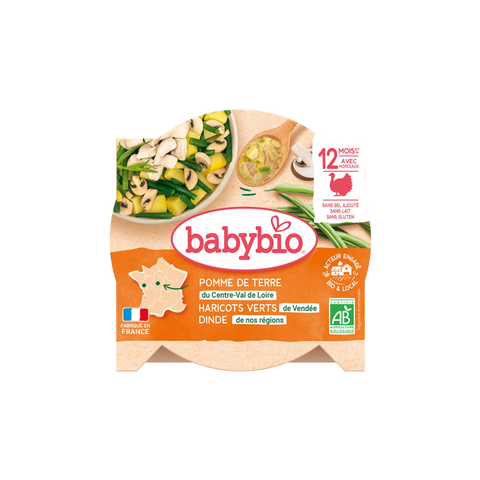 Pomme de Terre du Centre-Val de Loire Haricots Verts de Vendée Dinde de nos Régions 12 mois 230g Babybio - Blossom Care