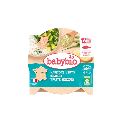 Haricots verts de Vendée Truite de Bretagne 12 mois 230g Babybio - Blossom Care