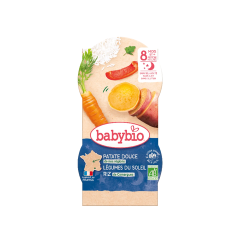 Bonne Nuit Patate douce Légumes du Soleil Riz de Camargue 8 mois 2 x 200 g Babybio - Blossom Care