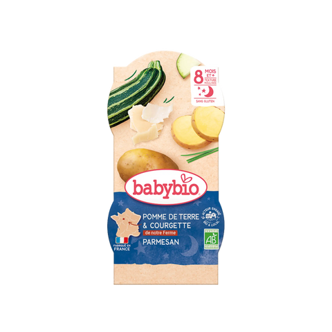 Bonne Nuit Pomme de terre & Courgette de notre Ferme Parmesan 8 mois 2 x 200g Babybio - Blossom Care