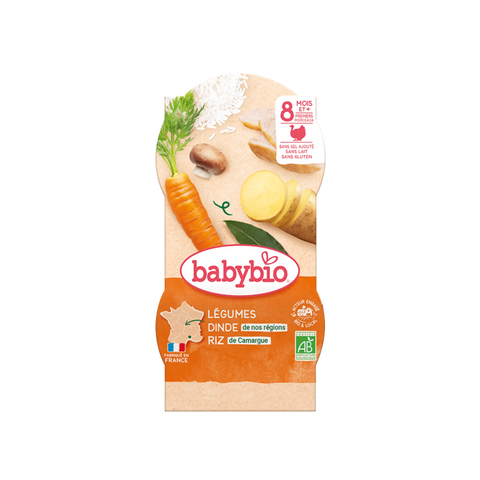 Légumes Dinde de nos Régions Riz de Camargue 8 mois 2 x 200 g Babybio - Blossom Care
