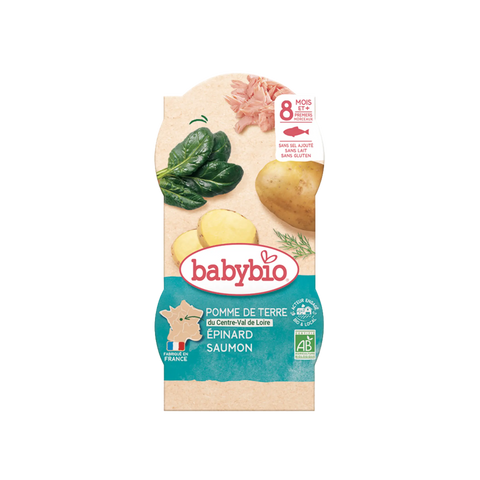 Pomme de Terre du Centre-Val de Loire Epinard Saumon 8 mois 2 x 200 g Babybio - Blossom Care