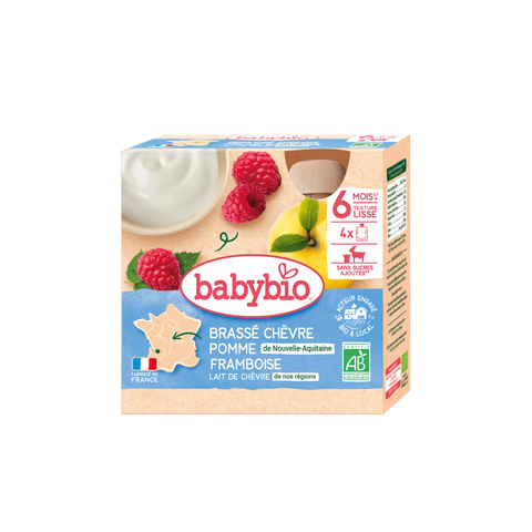 Brassé Chèvre Pomme de Nouvelle-Aquitaine Framboise 6 mois 4x85g Babybio - Blossom Care