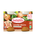 Courge Violina de Babybio, légumes bio, 4 mois, emballage 2x130g, présentation de la courge dans un bol.