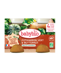 Légumes Potimarron vert et courge butternut Babybio, 2x130g, fraîcheur de la ferme, pour bébé, présentés dans un emballage.