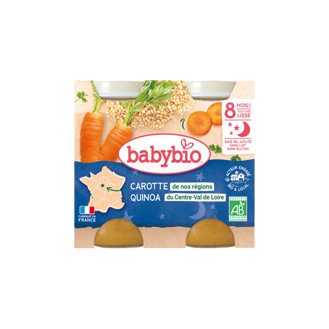 Bonne Nuit Carotte de nos régions Quinoa du Centre-Val de Loire 8 mois 2x200 g Babybio - Blossom Care