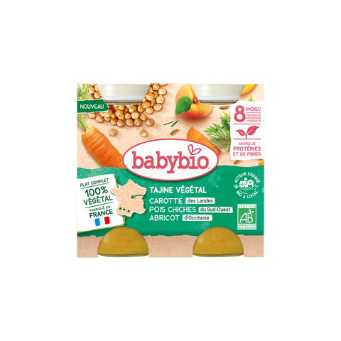 Tajine végétal - Carotte, Pois Chiches, Abricot 8 mois 2x200g Babybio - Blossom Care