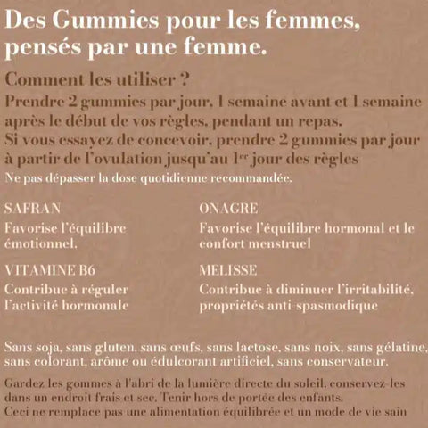 Gommes de confort menstruel Comfy Cycle par Isis Superfood, complément alimentaire naturel pour soulager les douleurs menstruelles.