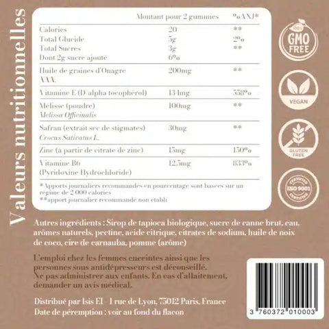 Gummies Confort Cycle de Isis Superfood, complément alimentaire pour le confort menstruel, présenté dans un pot avec plusieurs gummies.