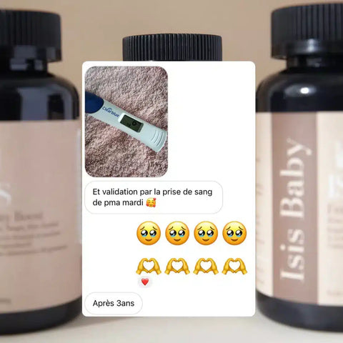 Complément alimentaire Fertility Boost Isis Superfood pour soutenir l'ovulation et la fertilité, avec des ingrédients naturels.