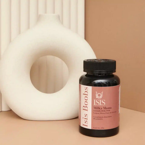 Complément alimentaire Milky Mama pour l’allaitement, 180g, de la marque Isis SuperFood, avec une boîte de produit à l’image.
