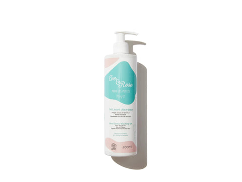 Gel lavant ultra doux pour bébé Eve & Rose, 400 ml, flacon avec pompe, texture crémeuse et douceur pour la peau sensible.