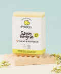 Savon surgras Pototam au cacao et petitgrain, adapté aux peaux sèches dès 3 ans, pour bain et douche.