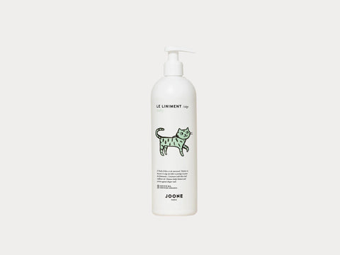 Liniment Joone de 500ml pour le change, bouteille en plastique avec étiquette blanche et logo Joone visible.