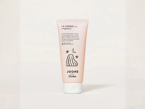 Crème vergetures Joone visage et corps, pot de 200 ml avec texture riche et hydratante pour la peau.