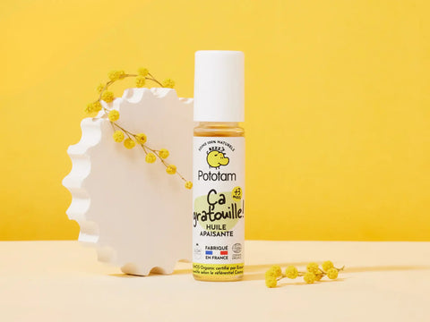 Huile ÇA GRATOUILLE Pototam pour le visage et le corps, roll-on apaisant contre les démangeaisons.