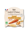 Carotte coquillettes au jambon bio pour bébé de 15 mois, 190 g, de la marque Simple Comme, prête à servir.