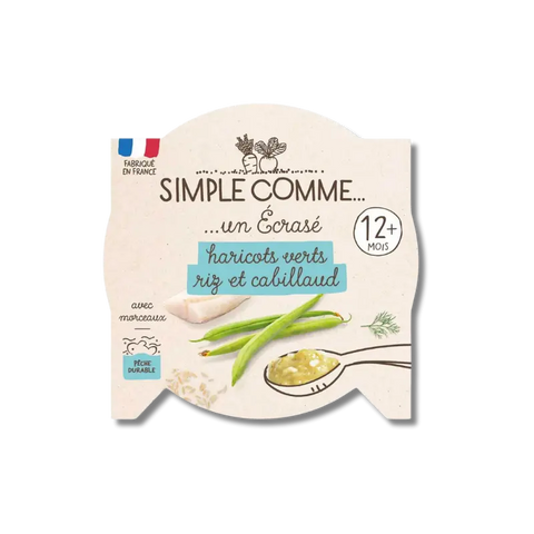 Ecrasé haricots verts riz et cabillaud assiette 12 mois 230g Simple Comme - Blossom Care