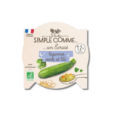 Purée de légumes verts bio pour bébé de 12 mois, 200g, simple comme, repas du soir sain et naturel.